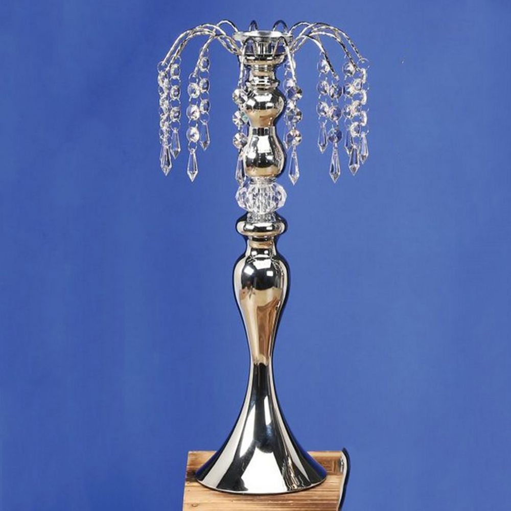 Silver Metal Stand W Crystal Strands