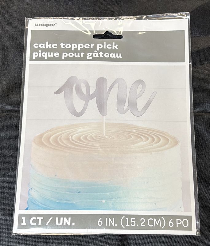 Silver Foil "One" Cake Topper