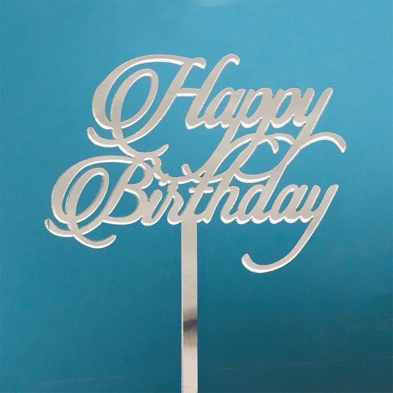 Silver Acrylic Happy Birthday Pick