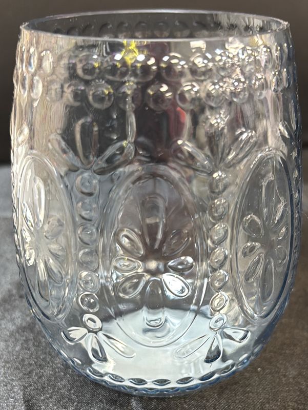 Stemless Wine Glass Vintage Blue
