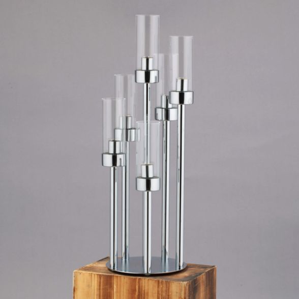 Silver 6-Cylinder Candle Holder 24"