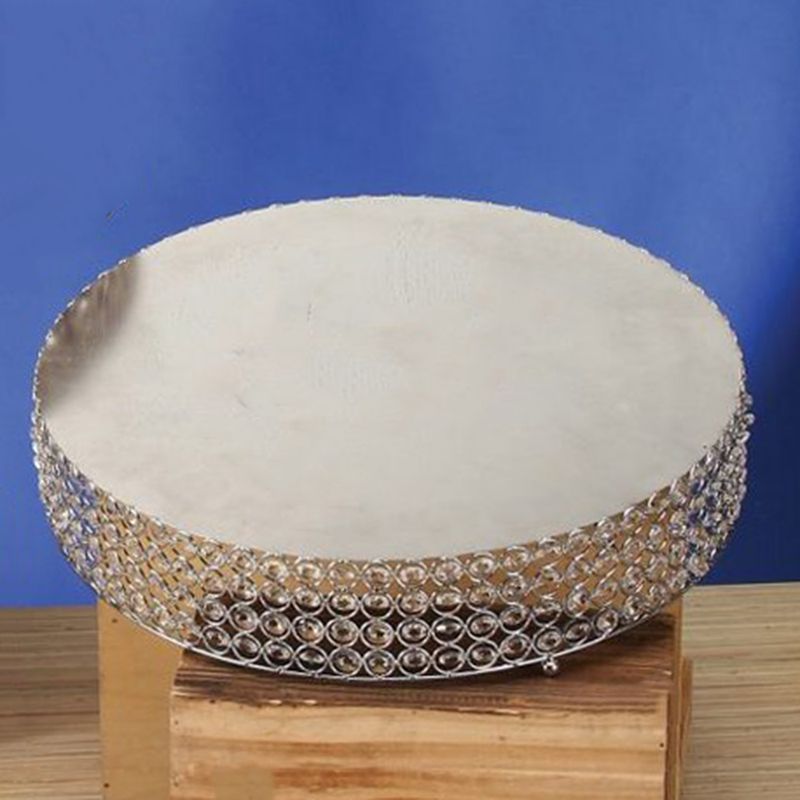Silver Round Metal Cake Stand 4X17