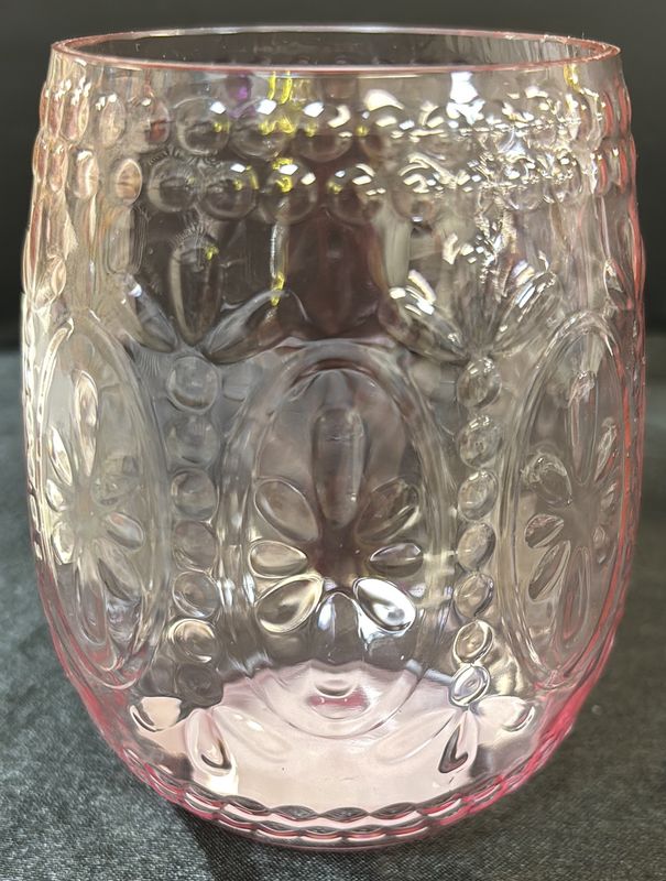Stemless Wine Glass Vintage Pink