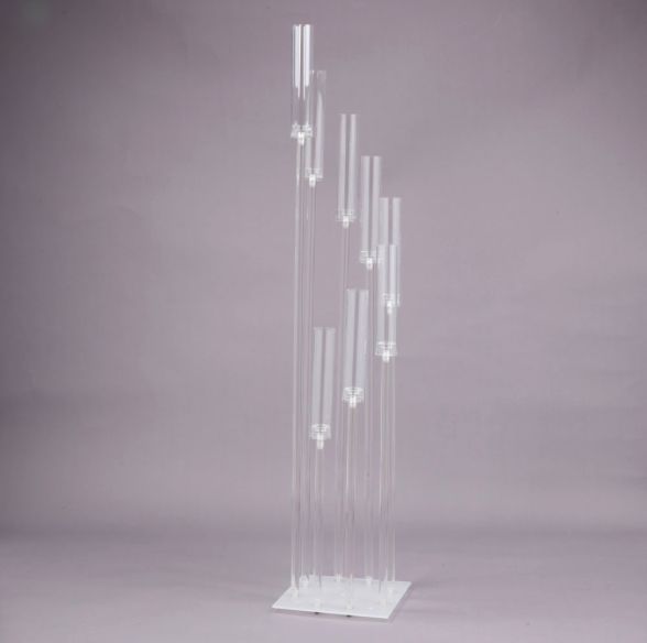 Silver 8-Cylinder Cluster Acrylic Candle Holder 54"