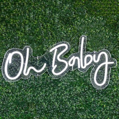 White Neon Light Sign, "Oh Baby" 23"L X 12'H