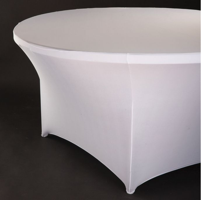 White 60" Round Spandex Tablecloth