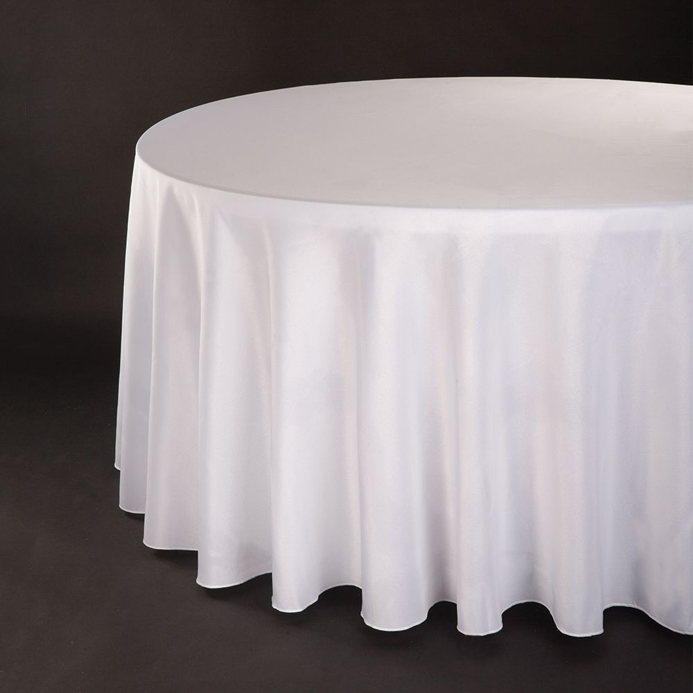 White 120" Round Polyester Tablecloth