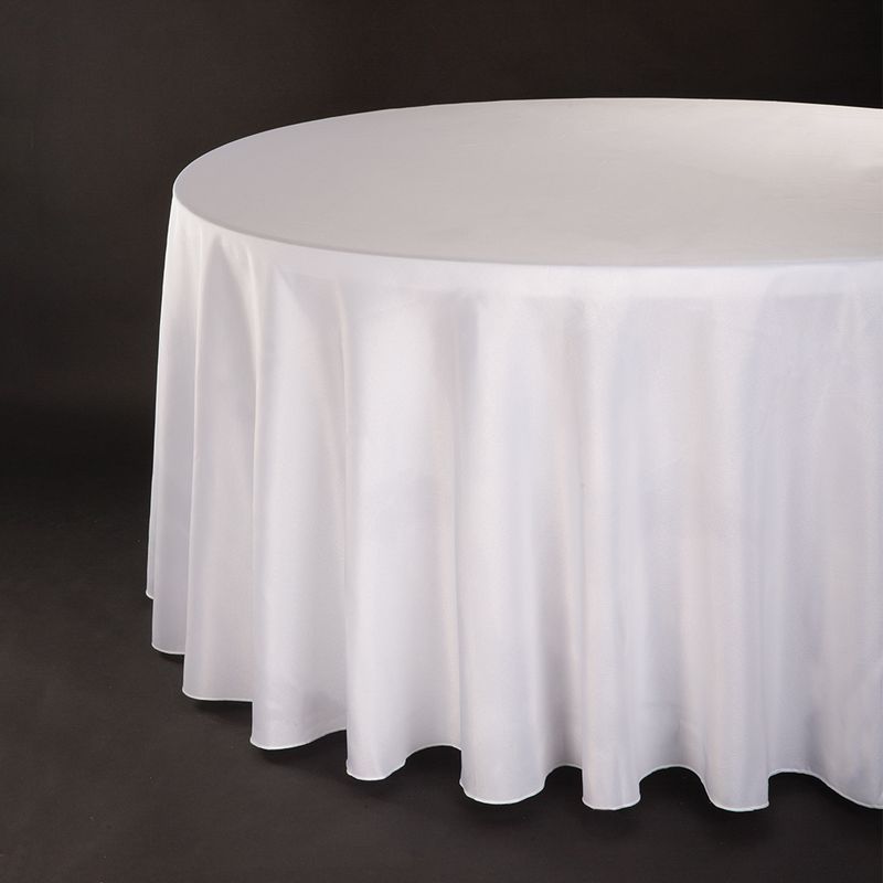 White 120" Round Polyester Tablecloth