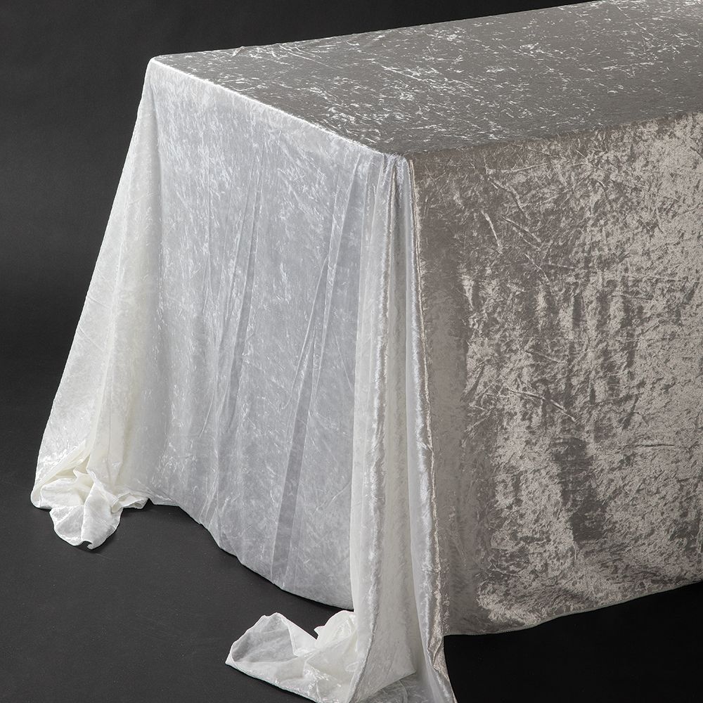 White 90"X132" Rectangle Velvet Tablecloth