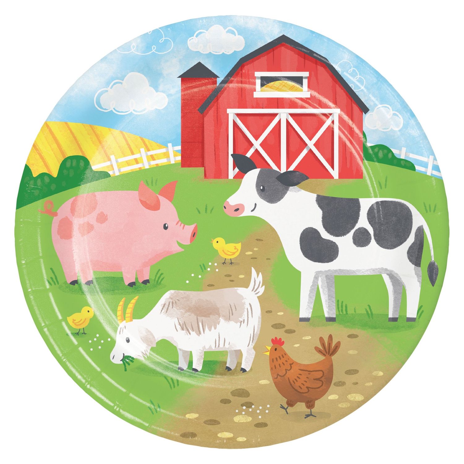 PAPER PLATE LARGE FARM ANIMALS 8CT