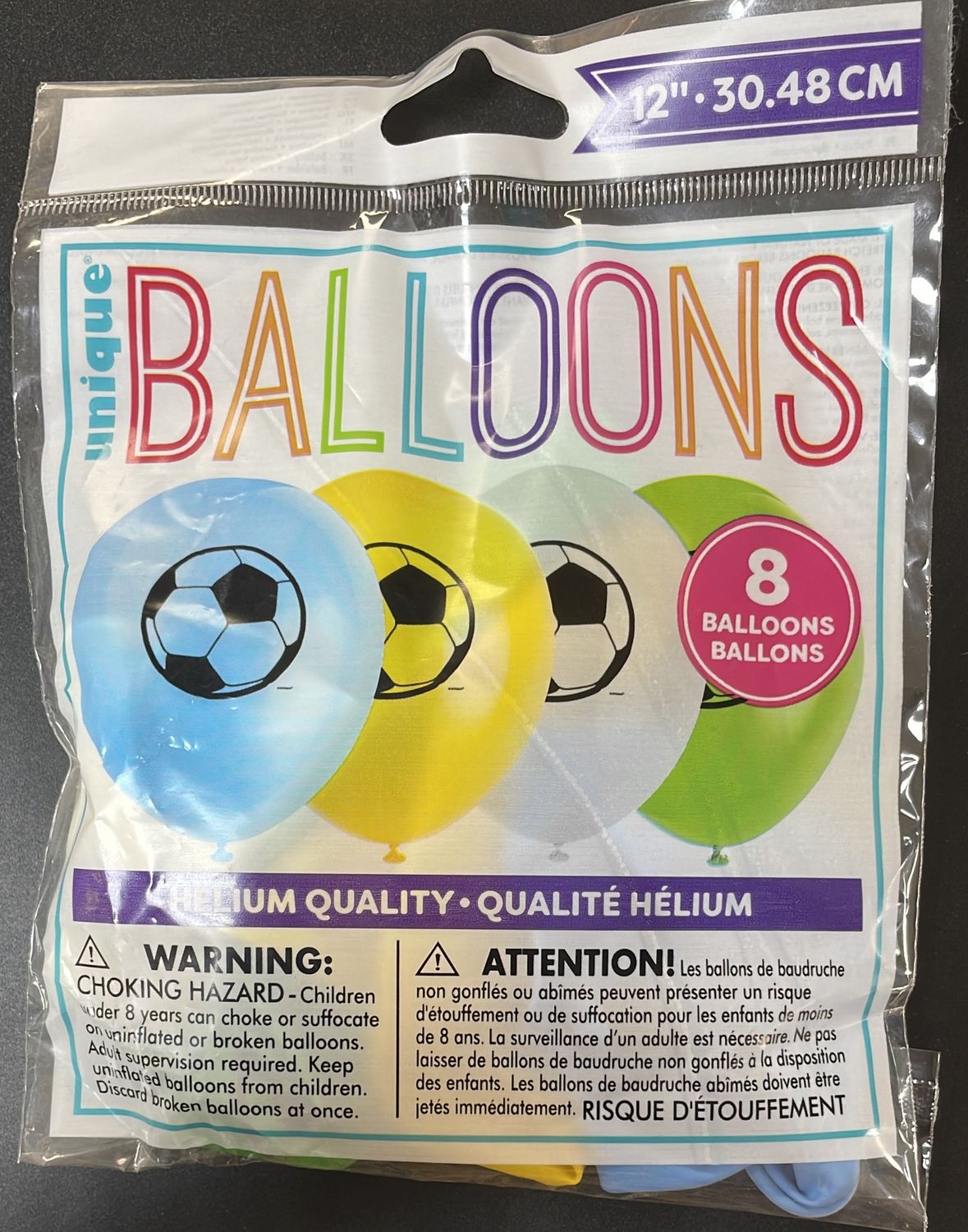 8CT 12" SOCCER BALLOONS