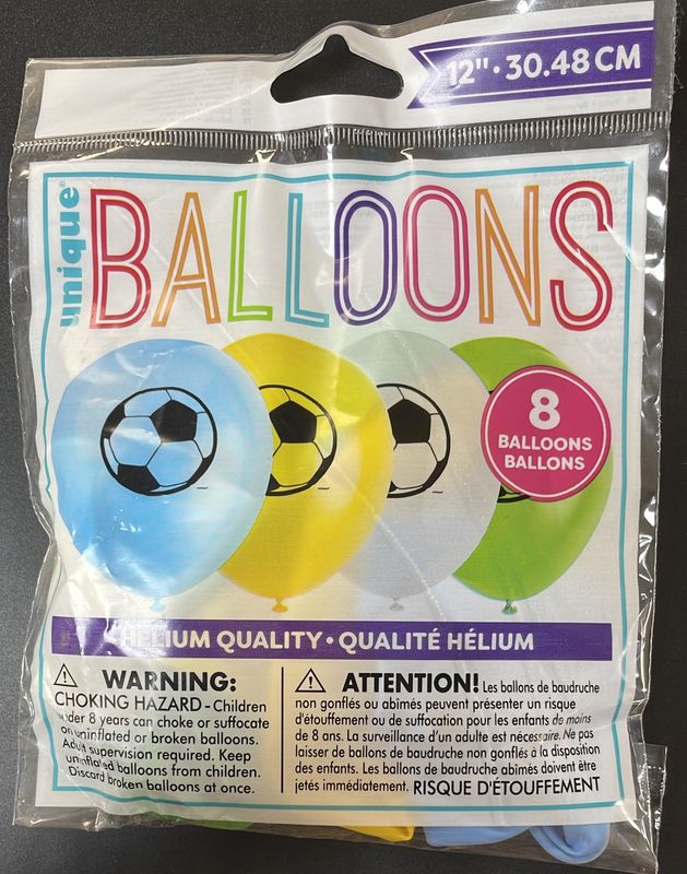 8CT 12" SOCCER BALLOONS