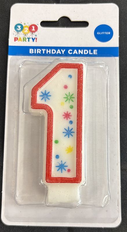 GLITTER NUMERAL BDAY CANDLE #1