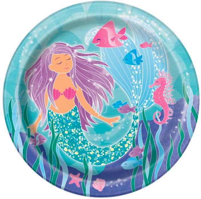 Paper Plates Large Mermaid 9" 8Ct