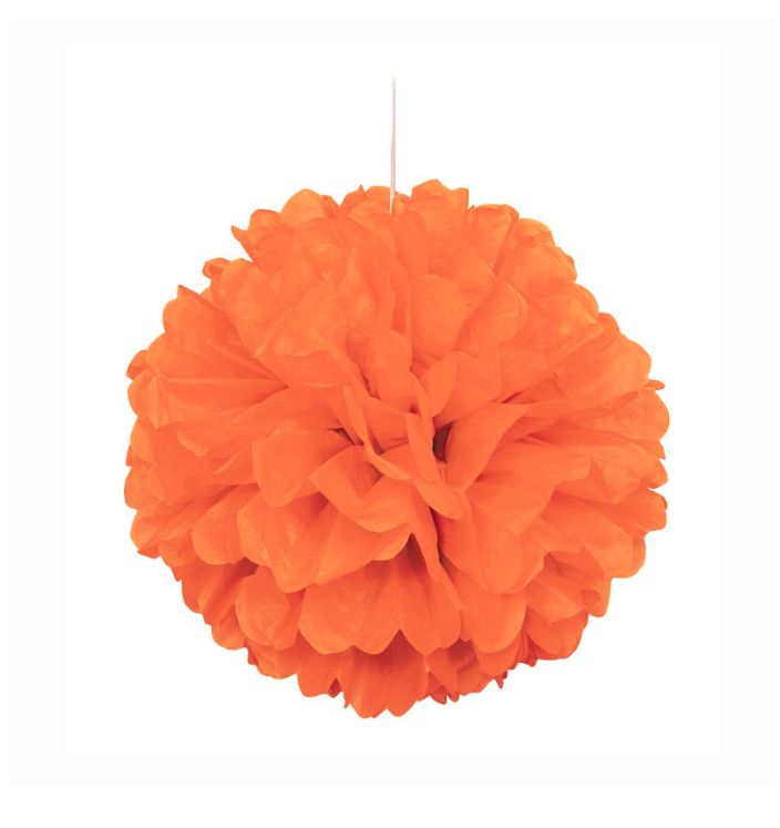 PUMPKIN ORANGE PUFF BALL 16"