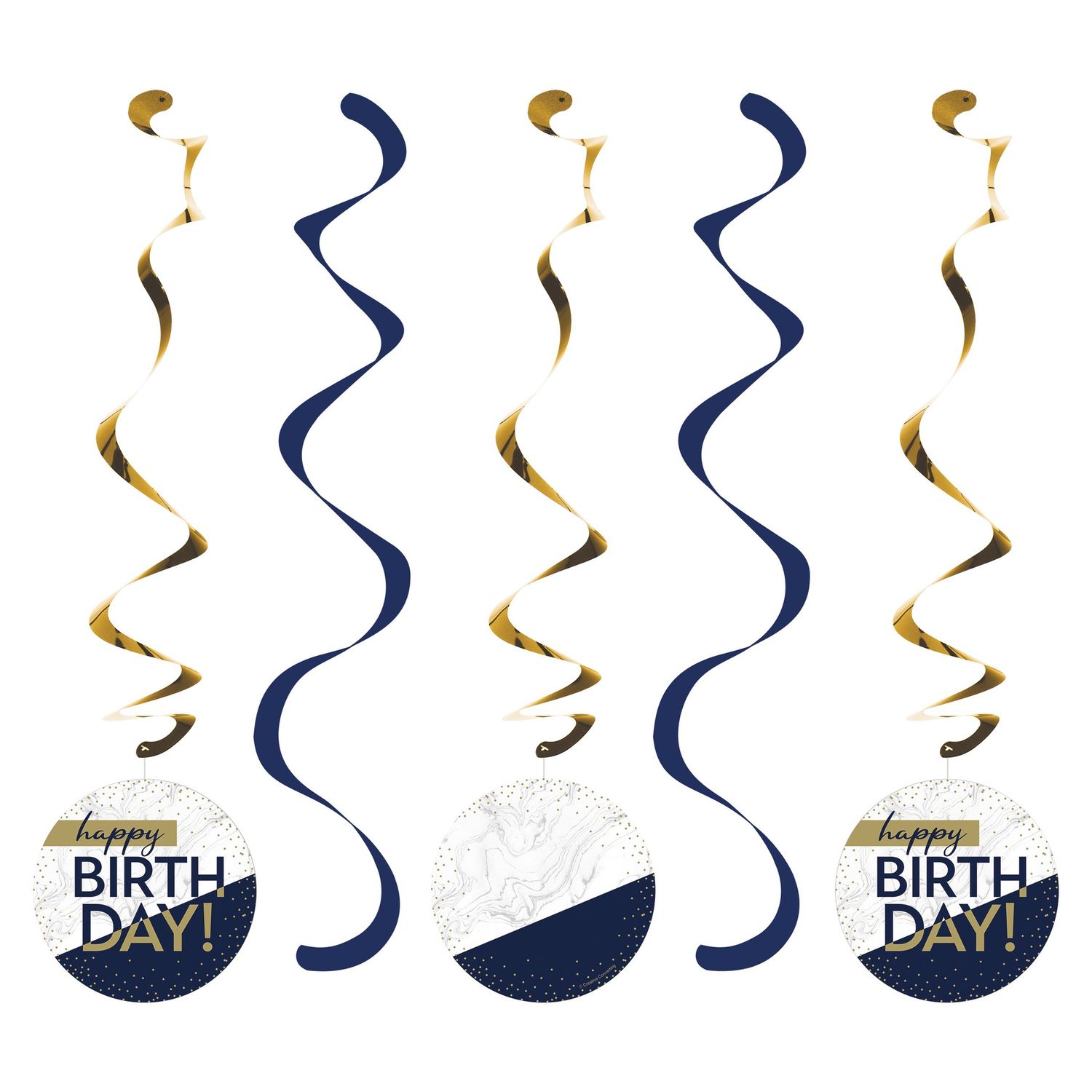 NAVY &amp; GOLD MILESTONE DIZZY DANGLERS 5CT