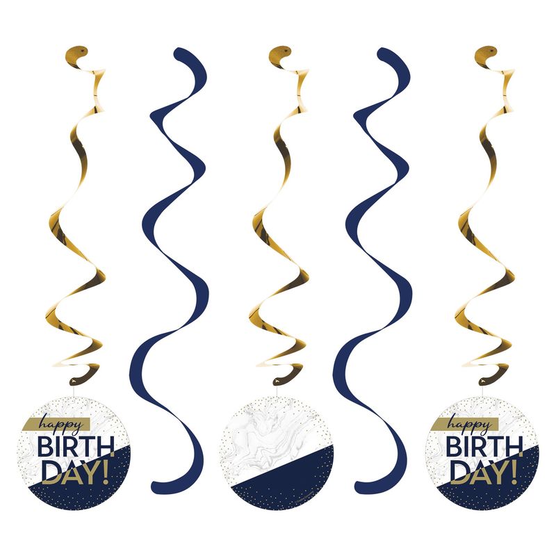 NAVY &amp; GOLD MILESTONE DIZZY DANGLERS 5CT