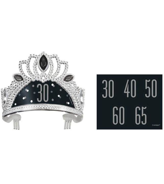 BDAY BLK TIARA GLITZ W/ NUM STCKR