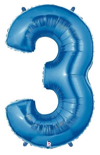 3 Blue 40" Number Balloon