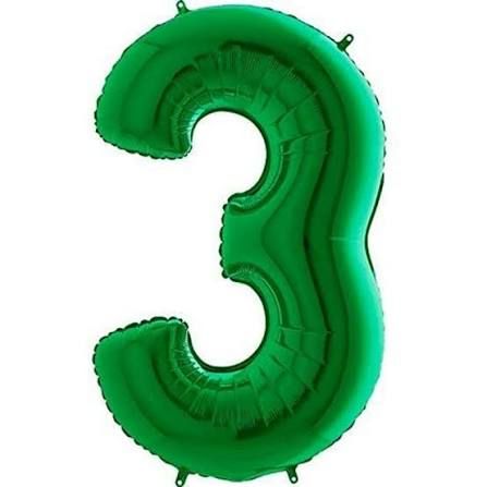 3 Green 40" Number Balloon