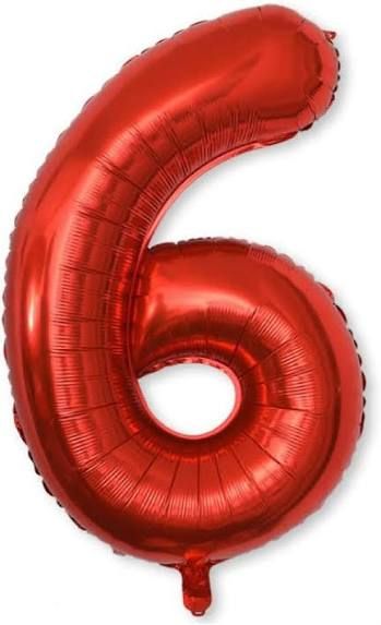 6 Red 40" Number Balloon
