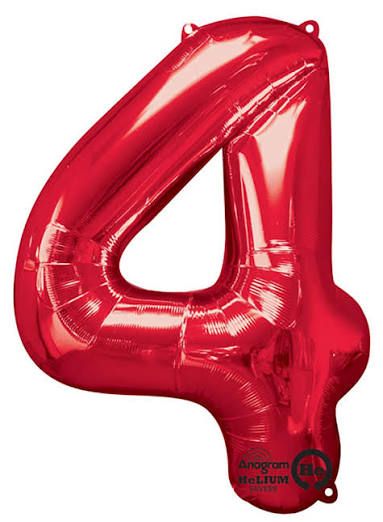 4 Red 40" Number Balloon