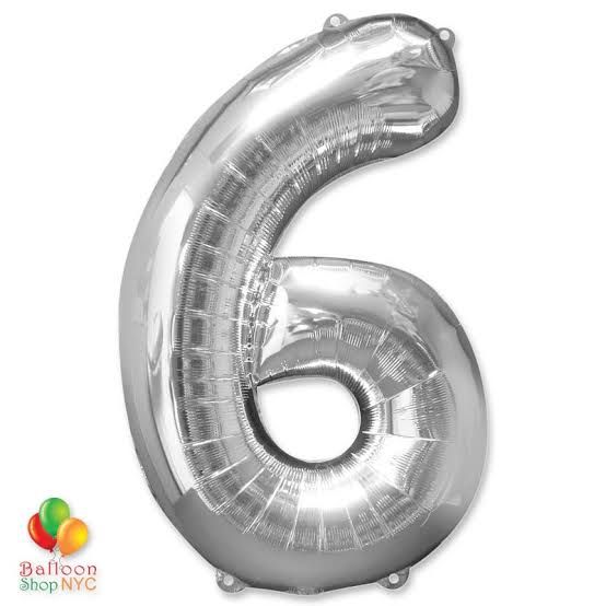 6 Silver 40" Number Balloon