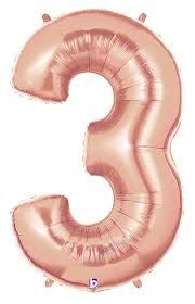 3 Rose Gold 40" Number Balloon