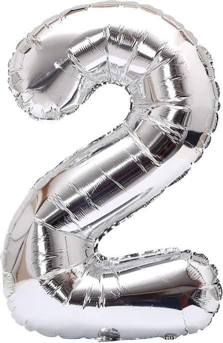 2 Silver 40" Number Balloon