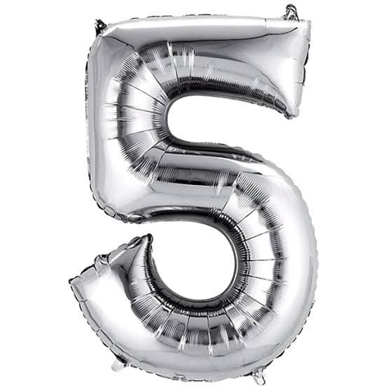 5 Silver 40" Number Balloon