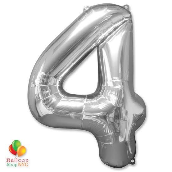 4 Silver 40" Number Balloon