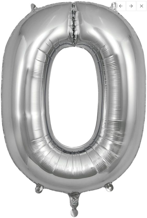 0 SILVER 40" NUMBER BALLOON
