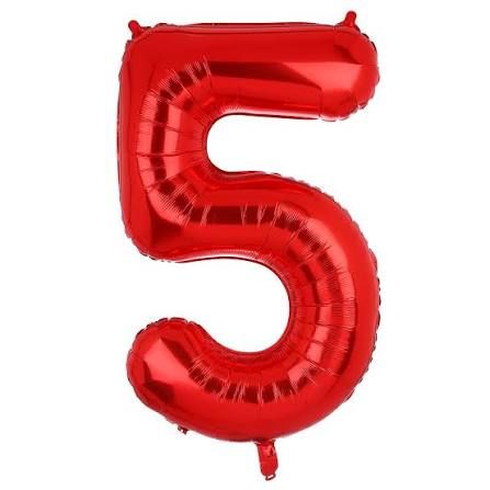 5 Red 40" Number Balloon