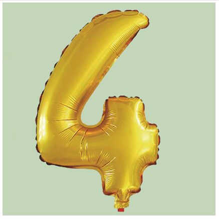 4 GOLD 40" NUMBER BALLOON