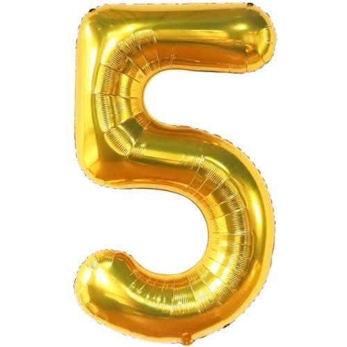 5 Gold 40" Number Balloon