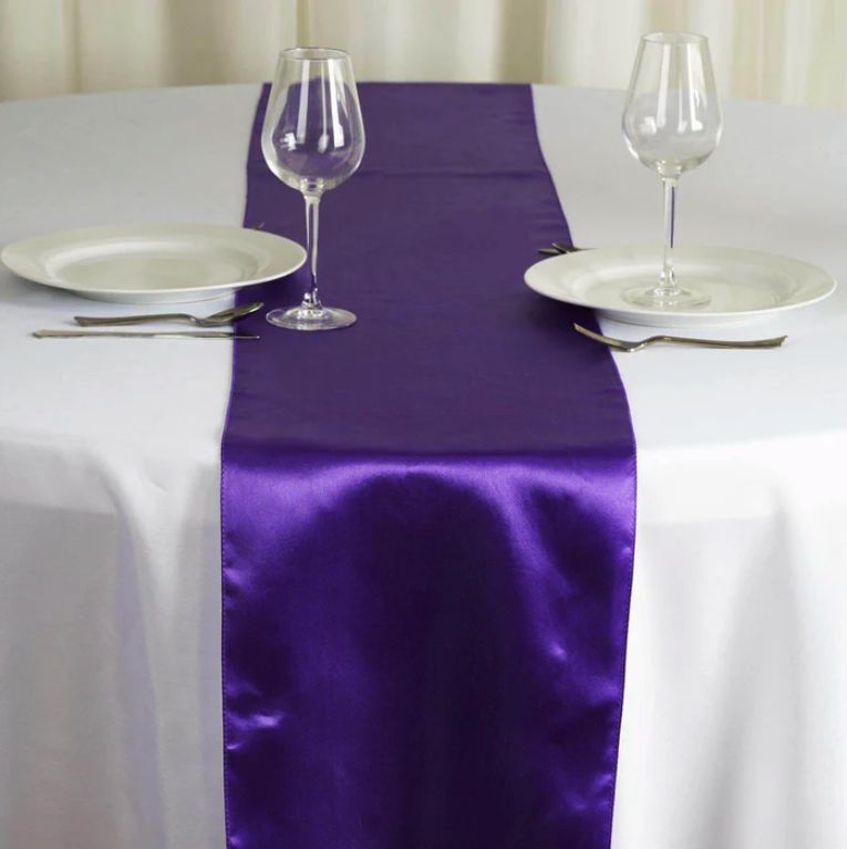 PURPLE SATIN RUNNER 12x108