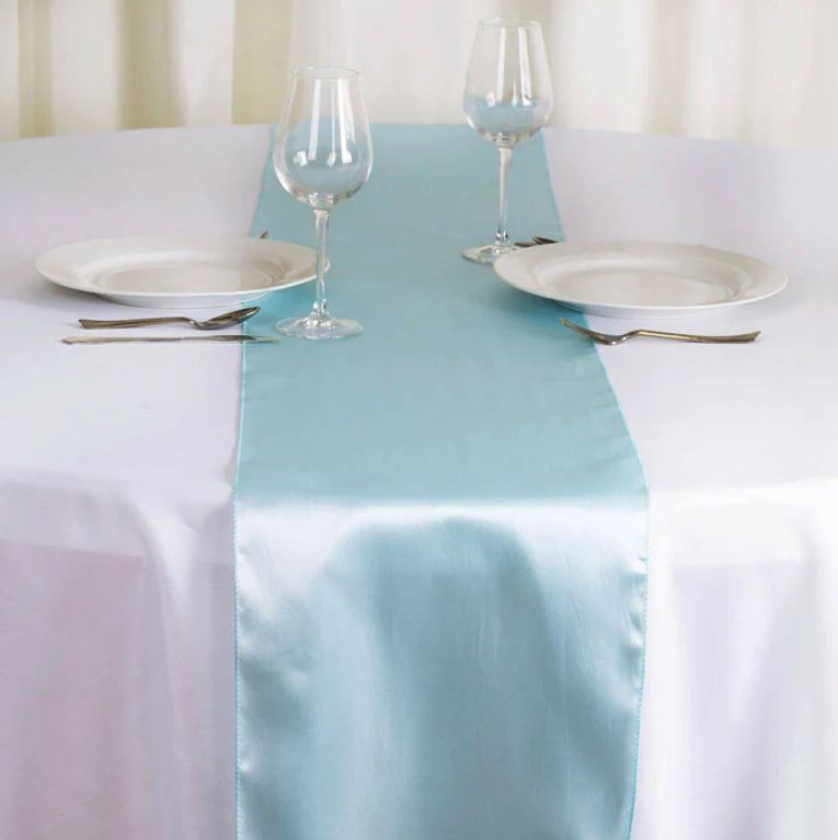 LIGHT BLUE SATIN RUNNER 12x108