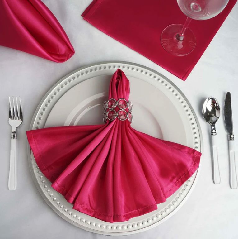 SATIN NAPKIN FUCHSIA 5CT