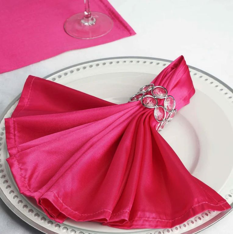 Satin Napkin Fuchsia 5Ct