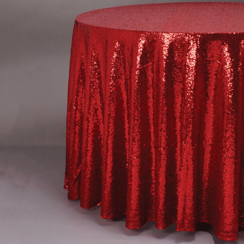 Red 118" Round Sequin Tablecloth