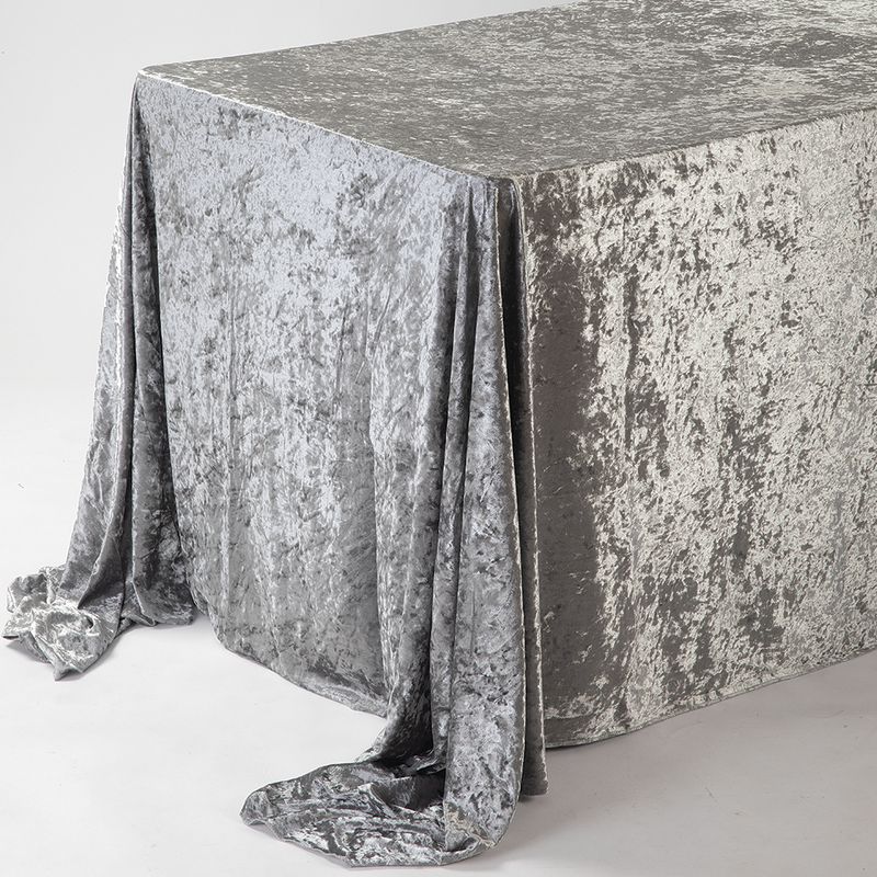 Silver 90"X132" Rectangle Velvet Tablecloth