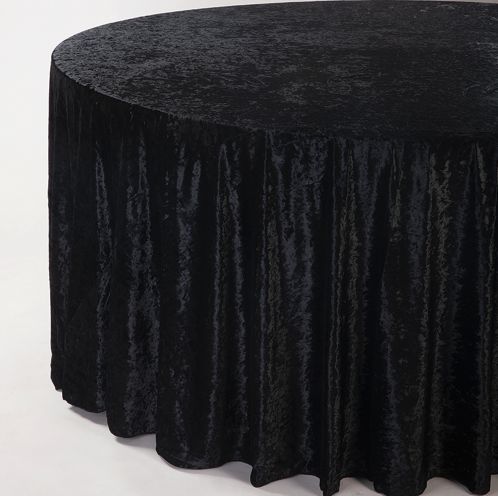 BLACK 120" ROUND VELVET TABLECLOTH