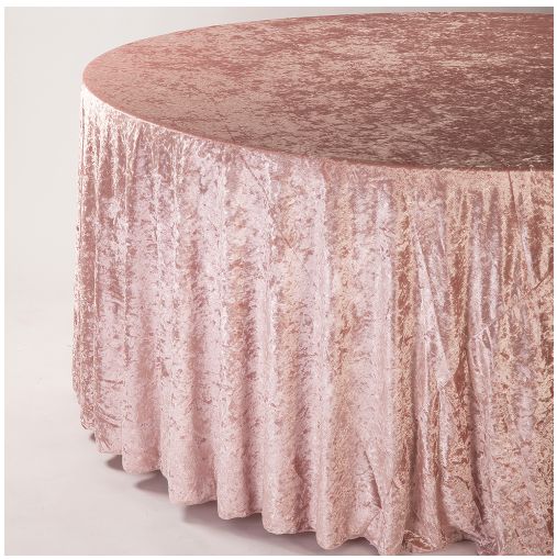 ROSE PINK 120" ROUND VELVET TABLECLOTH