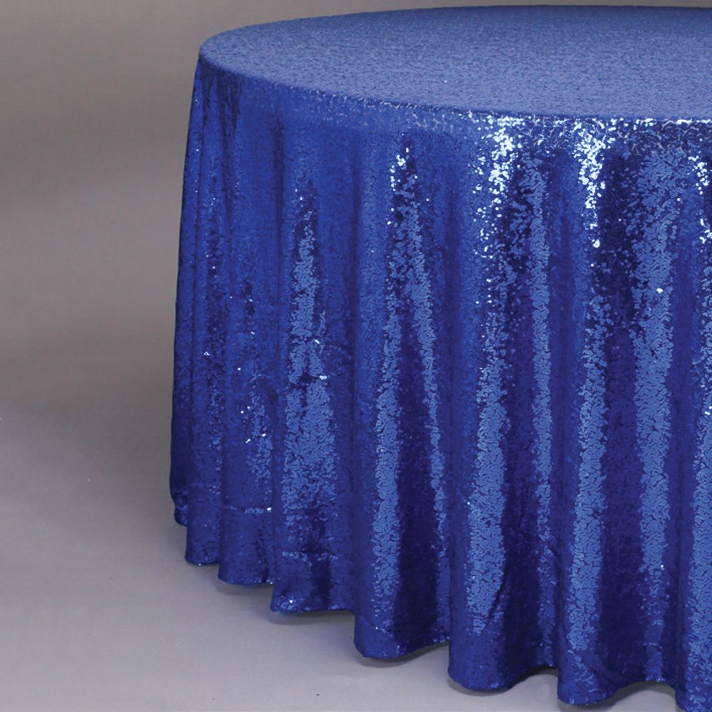 Royal Blue 118" Round Sequin Tablecloth