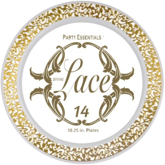 10.25" LACE PLATES WHITE W/ GOLD 14CT