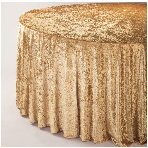 GOLD 120" ROUND VELVET TABLECLOTH