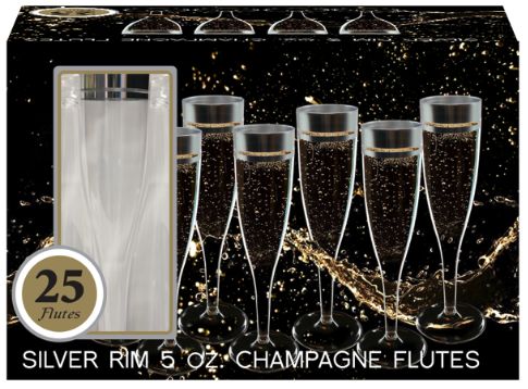 1 PC CHAMP FLUTE SILVER RIM BOX 25CT