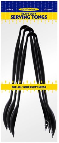 10" HD SERVING TONGS BLACK 3CT