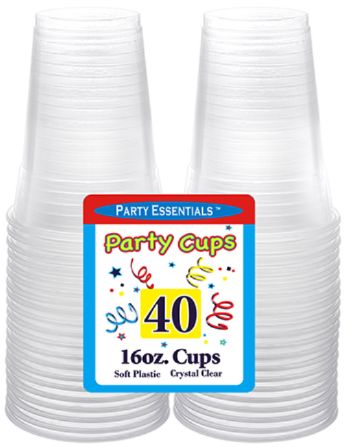16OZ SOFT PLASTIC CUPS CLEAR 40CT