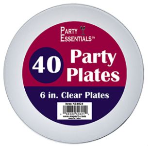 6" PARTY PLATE CLEAR 40CT
